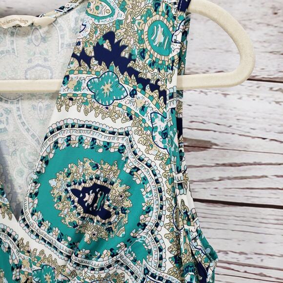 Soft Surroundings Teal and Cream Paisley Midi Dress - Picture 15 of 15
